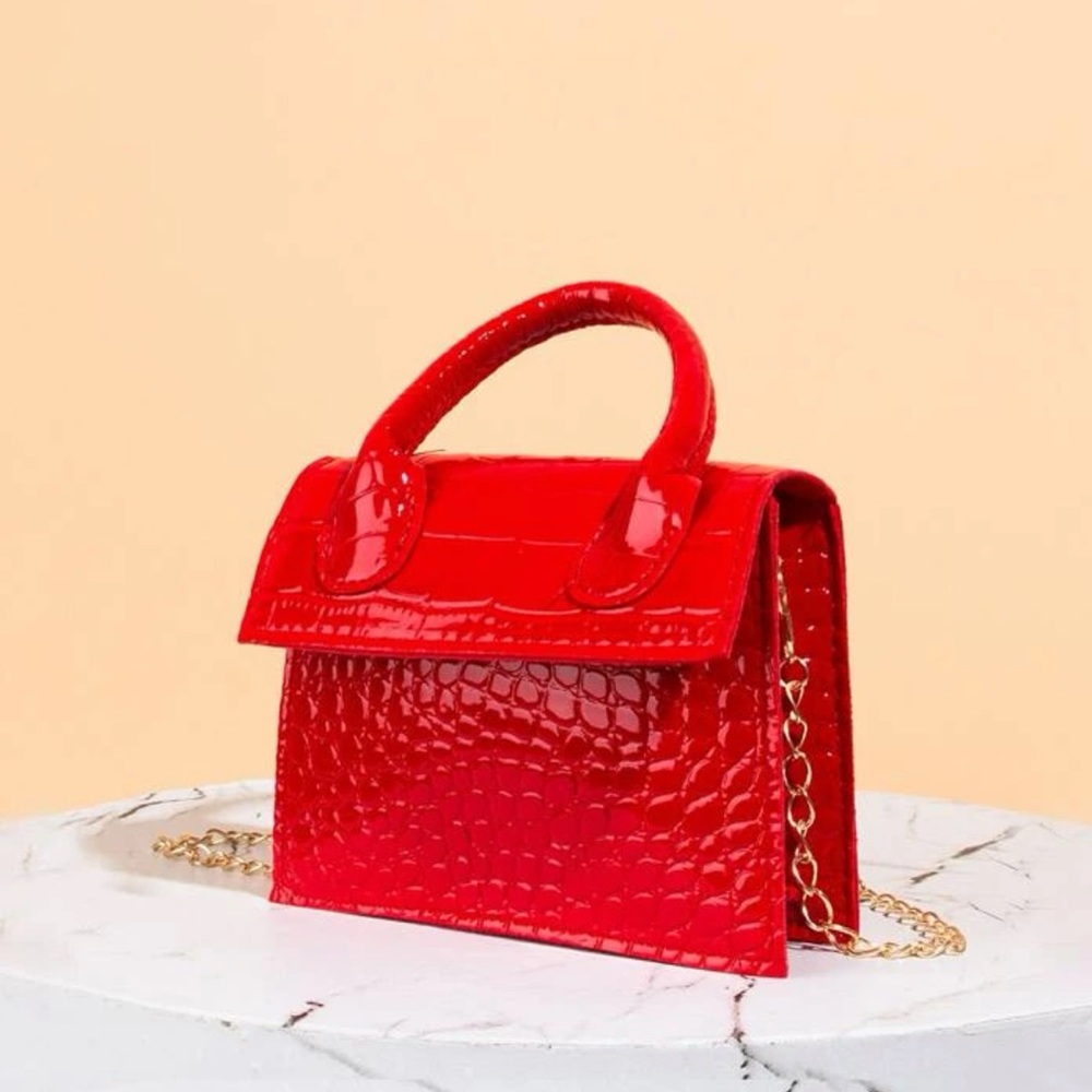 Mini Croc Embossed Flap Bag
